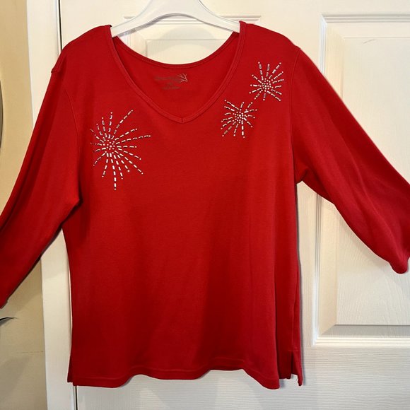 Allyson Whitmore, petite top, sparkle accents, PXL - Picture 1 of 5